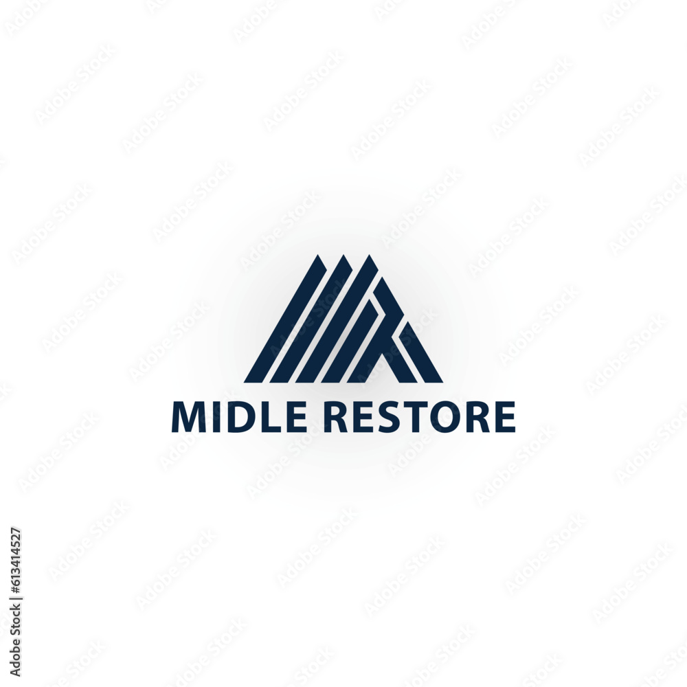 Abstract initial letter MR or RM logo in blue color isolated in white ...
