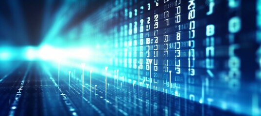 Leinwandbilder - Futuristic computer data lines code system machine learning visualization technology background. Generative AI technology.