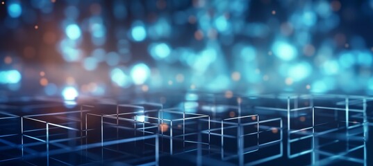 Leinwandbilder - Global linked data blockchain network system structure technology background. Shiny glitter lights effect. Generative AI technology.