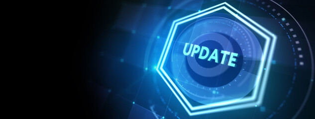 Business, Technology, Internet and network concept. Update software computer program upgrade. 3d illustration