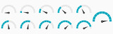 Fototapeta  - Speedometers icons set. Percentage gauge meter vector illustration 10 eps.