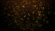 golden particles shining stars dust bokeh glitter awards dust abstract background. 
Futuristic glittering in space on black background.