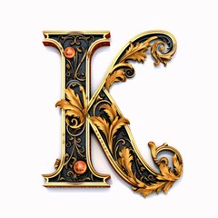 Wall Mural - Gothic font letter k with black and gold trimming