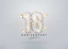 Modern Number 18th With Unique Glass Numerals. Premium Vector For Celebration Design. Premium Vector For Poster, Banner, Celebration Greeting.