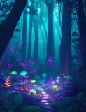 Fototapeta Młodzieżowe - Bioluminescent Forest