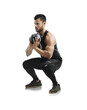 © Khushboo Sumeet/peopleimages.com - Fitness, squats exercise and a man with a medicine ball isolated on a transparent, png background. Serious male athlete person, bodybuilder or aesthetic sports model with focus for training workout
