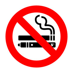 No smoking no vaping sign. Forbidden sign icon isolated on white background vector illustration. Cigarette, vape and smoke and in prohibition circle.