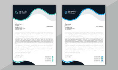 Wall Mural - clean and professional corporate company business letterhead template design with color variation bu