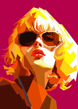 Beauty Woman With Glasses Retro Fashion. Style Retro Pop Art In 70s And 80s Decade.