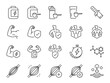 Whey protein icon set. It included muscle, strength, bodybuilding, fitness, and more icons. Editable Vector Stroke.
