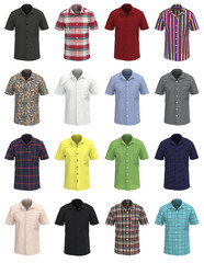 Poster - Man Shirt Short Sleeve. Isolated Button-down shirt