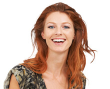 Laughing, Portrait And Red Head Woman With Beauty, Natural Makeup And Cosmetics. Face Of Happy Female Model Person From Ireland With Skin Glow And Hair Shine Isolated On Transparent, Png Background
