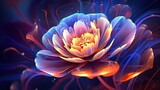 Fototapeta Kwiaty - Ranunculus flowers in futuristic floral background. Beautiful blooming design. Generative AI