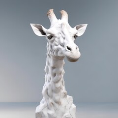 Portrait of Giraffe animal in marble sculpture style. Ancient statue of animal. Generative AI