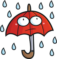 Wall Mural - Funny red umbrella cartoon character illustration