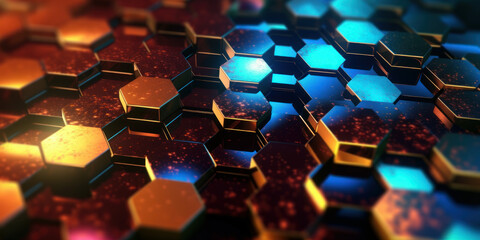 Poster - Geometric Tech: Abstract Hexagon Pattern on Technology Background. 