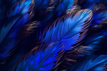 Poster - A high-contrast feather background pattern texture, with dark feathers against a bright and vibrant background, Generative AI technology.