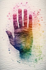 Leinwandbilder - A fingerprint made of vibrant watercolor strokes, blending colors together to create a dynamic and expressive image. Generative AI technology.