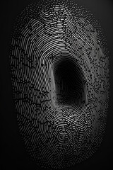 Poster - An abstract representation of a fingerprint formed with geometric shapes, creating a visually intriguing and modern composition. Generative AI technology.