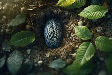 Aufkleber - A fingerprint integrated with natural elements, such as leaves, flowers, or animals, symbolizing the connection between human identity and the natural world.  Generative AI technology.