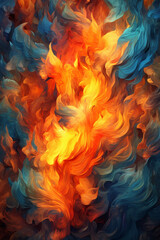 Poster - An abstract artwork depicting a series of interconnected flames, symbolizing the unity and strength that can be achieved through collective action. Generative AI technology.