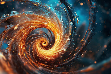Poster - An abstract artwork featuring a flame-shaped spiral with intricate patterns and textures,  Generative AI technology.