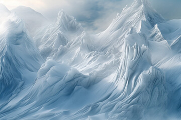 Poster - wind-sculpted ice formations on a mountain peak, showcasing the transformative power of wind in shaping the natural world.  Generative AI technology.