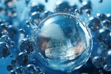 Poster -  frozen bubbles trapped in ice, capturing the ephemeral beauty and fragility of frozen water.  Generative AI technology.