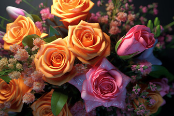 Aufkleber -  a vibrant bouquet of roses, with each flower representing love, passion, and admiration. Generative AI technology.