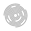Circular ripple icon. Concentric circles with interrupted lines isolated on white background. Vortex, sonar or radio wave, soundwave, sunburst, signal sign