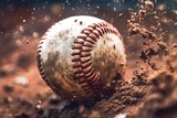 Fototapeta Sport - Dust in motion with baseball ball in action. Generative AI