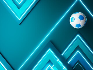 football ball 3d object. 3d illustration. graphic background element. sport abstract backdrop. soccer render design competition concept art. digital technology element beautiful lighting ground empty