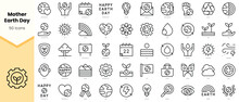 Set Of Mother Earth Day Icons. Simple Line Art Style Icons Pack. Vector Illustration