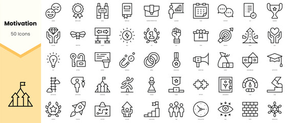 Set of motivation Icons. Simple line art style icons pack. Vector illustration