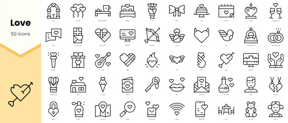 Set of love Icons. Simple line art style icons pack. Vector illustration