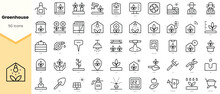 Set Of Greenhouse Icons. Simple Line Art Style Icons Pack. Vector Illustration