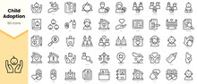 Set Of Child Adoption Icons. Simple Line Art Style Icons Pack. Vector Illustration