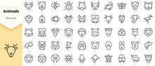 Set Of Animals Icons. Simple Line Art Style Icons Pack. Vector Illustration