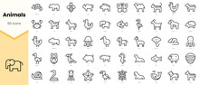Set Of Animals Icons. Simple Line Art Style Icons Pack. Vector Illustration