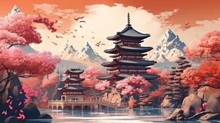 Poster - Japan fantasy style scene art