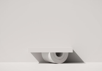 Poster - Abstract Minimal Modern White Podium Platform For Product Display Showcase 3D Rendering