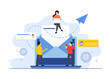 © Whiskerz - Email marketing flat illustration vector concept, Online business strategy, Advertising, Email newsletter, messaging, Marketing material concept for landing page, web banner, social media, infographic