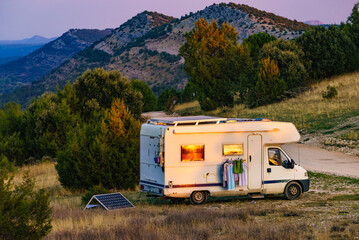 laundry and solar panel at caravan