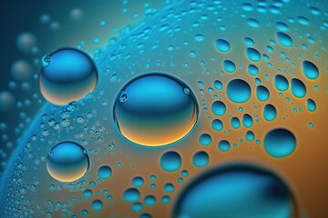 Wall Mural - close-up of raindrops against a blue sky generative ai