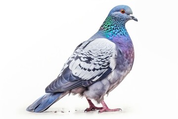 Poster - Gray Pigeon on White Background Generative AI