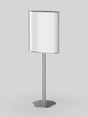 Wall Mural - Floor Standing Sign Holder Curved totem poster light advertising display stand. 3d render illustration.