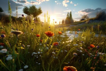 beautiful meadow with wild flowers