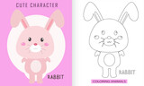 Fototapeta Pokój dzieciecy - Animal character coloring book for cute rabbit