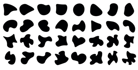 Wall Mural - shape set, random blobs print. black form abstract style design simple rounded