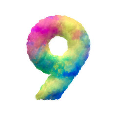 Poster - Colorful fluffy clouds alphabet numbers from 0 to 9. This is a part of a set which also includes uppercase and lowercase letters, punctuation marks, symbols, shapes, and frames